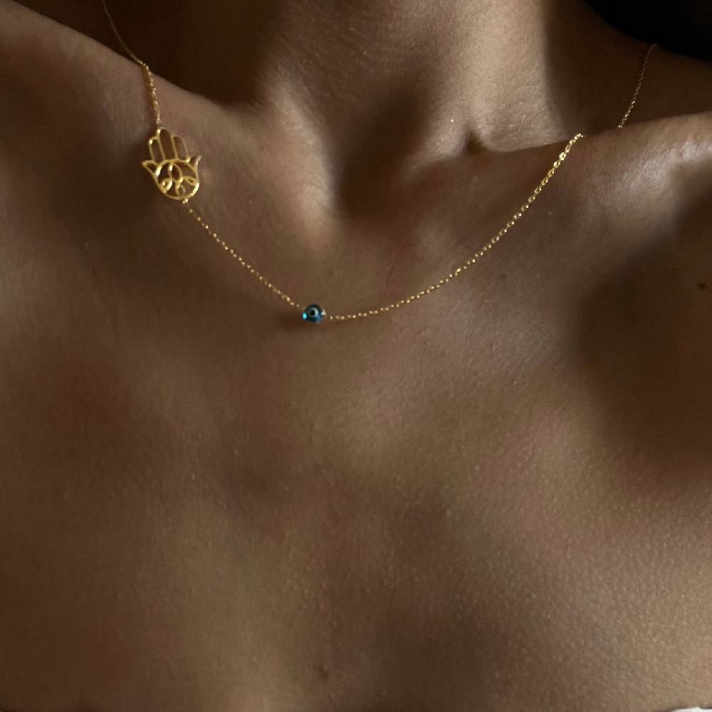 Kardelen FATIMAS HAND KETTE MIT NAZAR - 925 SILBER Kauf eins, bekomm eins gratis