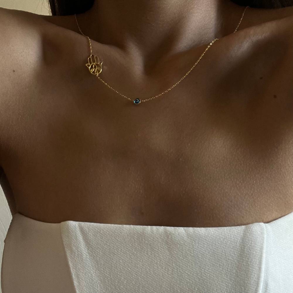Kardelen FATIMAS HAND KETTE MIT NAZAR - 925 SILBER Kauf eins, bekomm eins gratis
