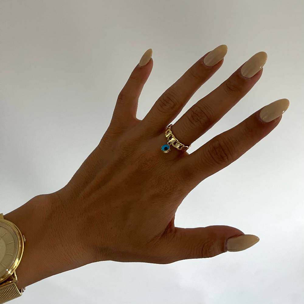 Kardelen Nazar Cuban Link Ring - 925 SILBER Sonderangebote