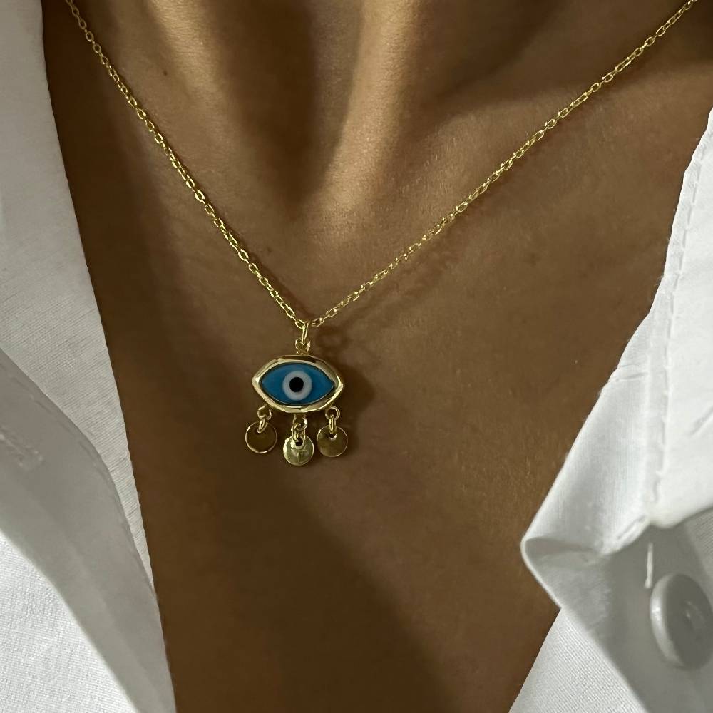 Kardelen Firuze Dark Blue Eyes Necklace - 925 SILBER Riesige Ersparnisse
