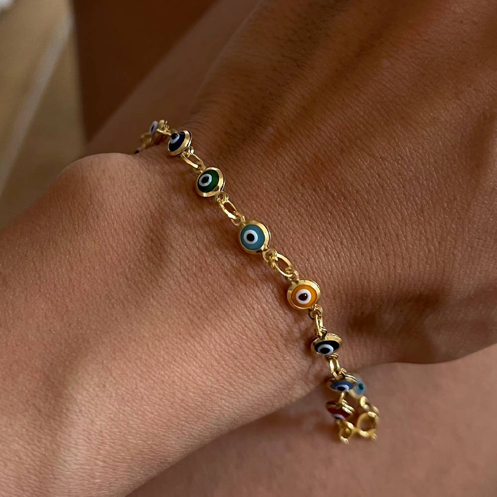 Kardelen Colorfull Mini Nazar Armkette - 925 SILBER Super Sparpreis