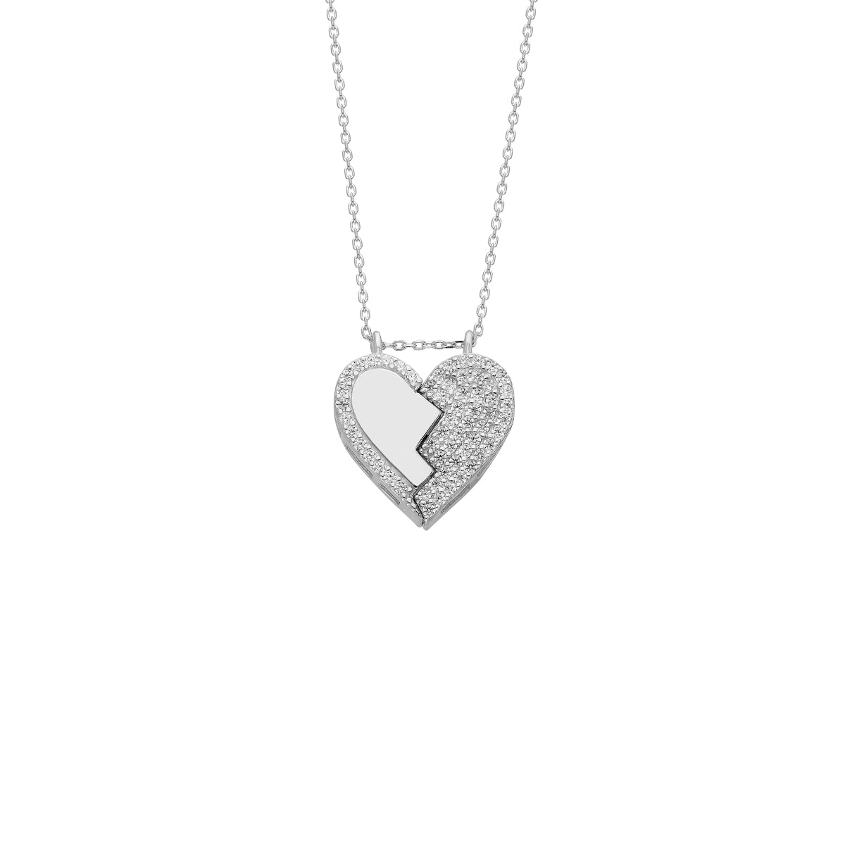 Kardelen Magnet Herz Halskette mit Zirkonia - 925 SILBER Rabatt
