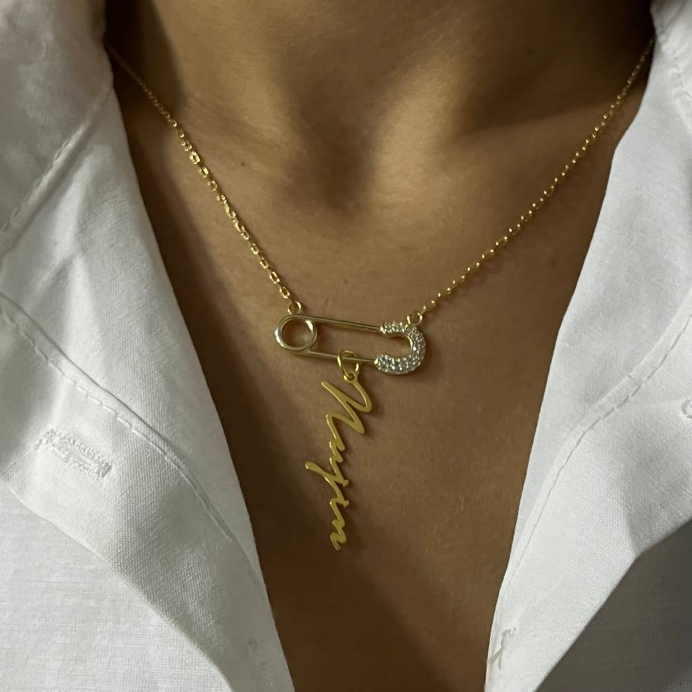 Kardelen Pin Signatur Namenskette - 925 SILBER Cyber Monday
