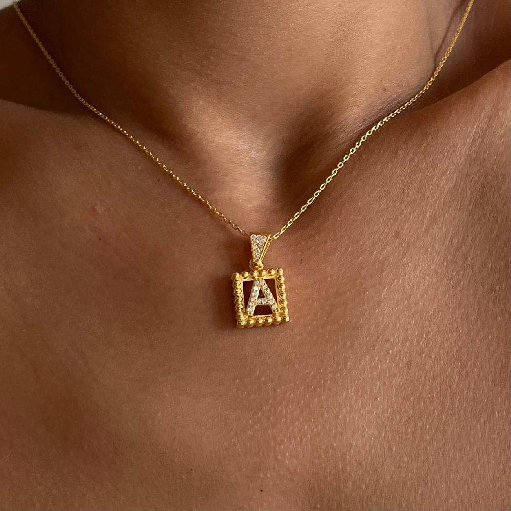 Kardelen Buchstaben Kette mit Zirkonia - 925 SILBER Jubiläumsangebot