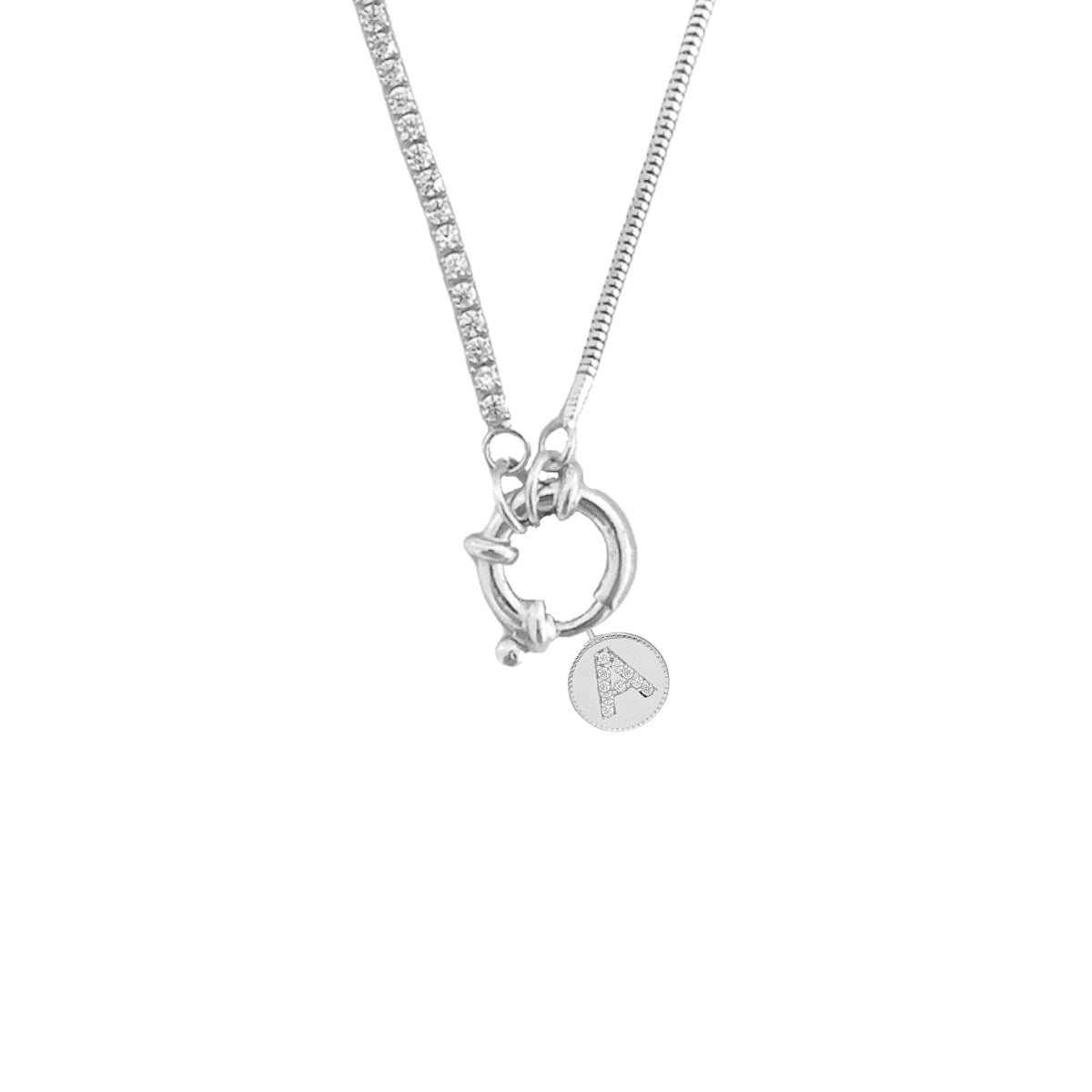 Kardelen Chain Design Italia Iced Round Zirkonia Buchstabenkette - 925 SILBER Top Angebot