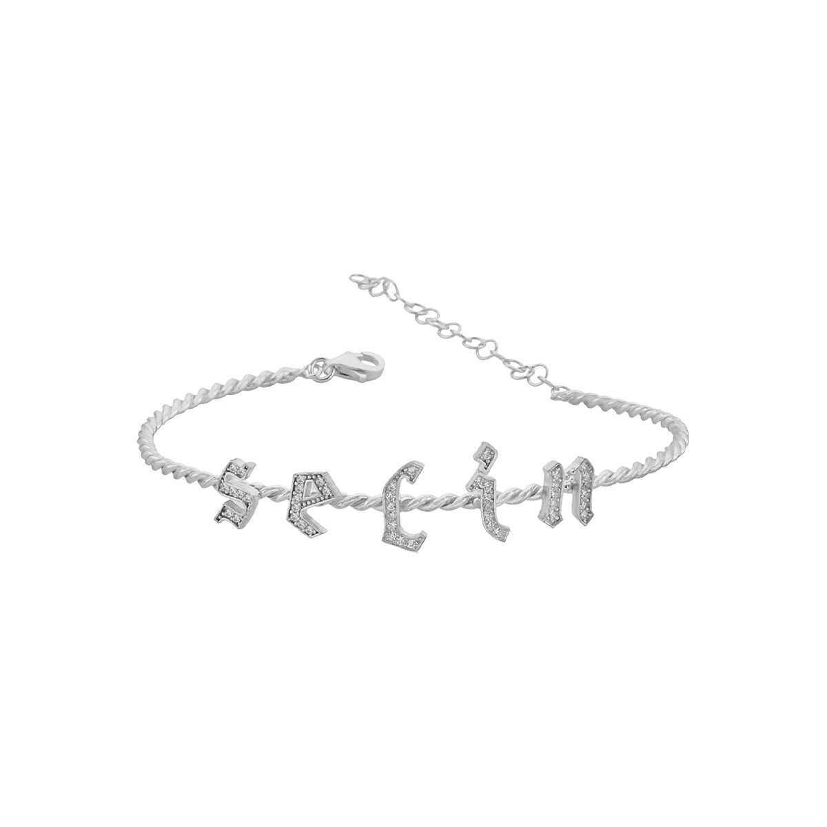 Kardelen Burma Armband mit Zirkonia Buchstaben Gothic - 925 SILBER Neueste Mode