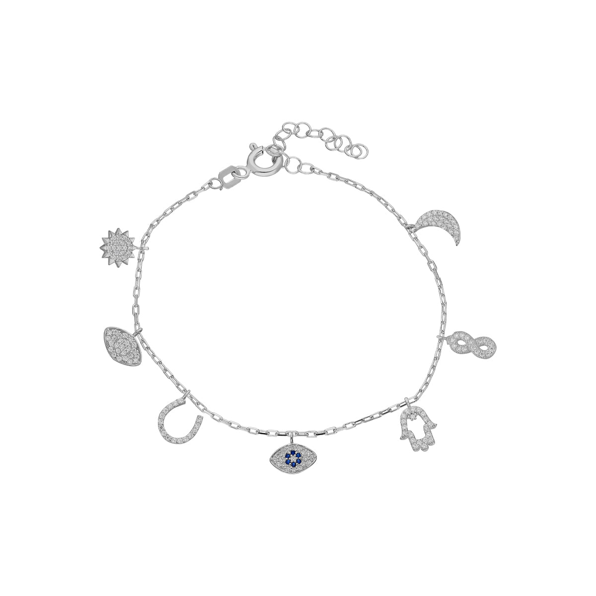 Kardelen Nazar Armband mit Sieben Charm - 925 SILBER Online Outlet