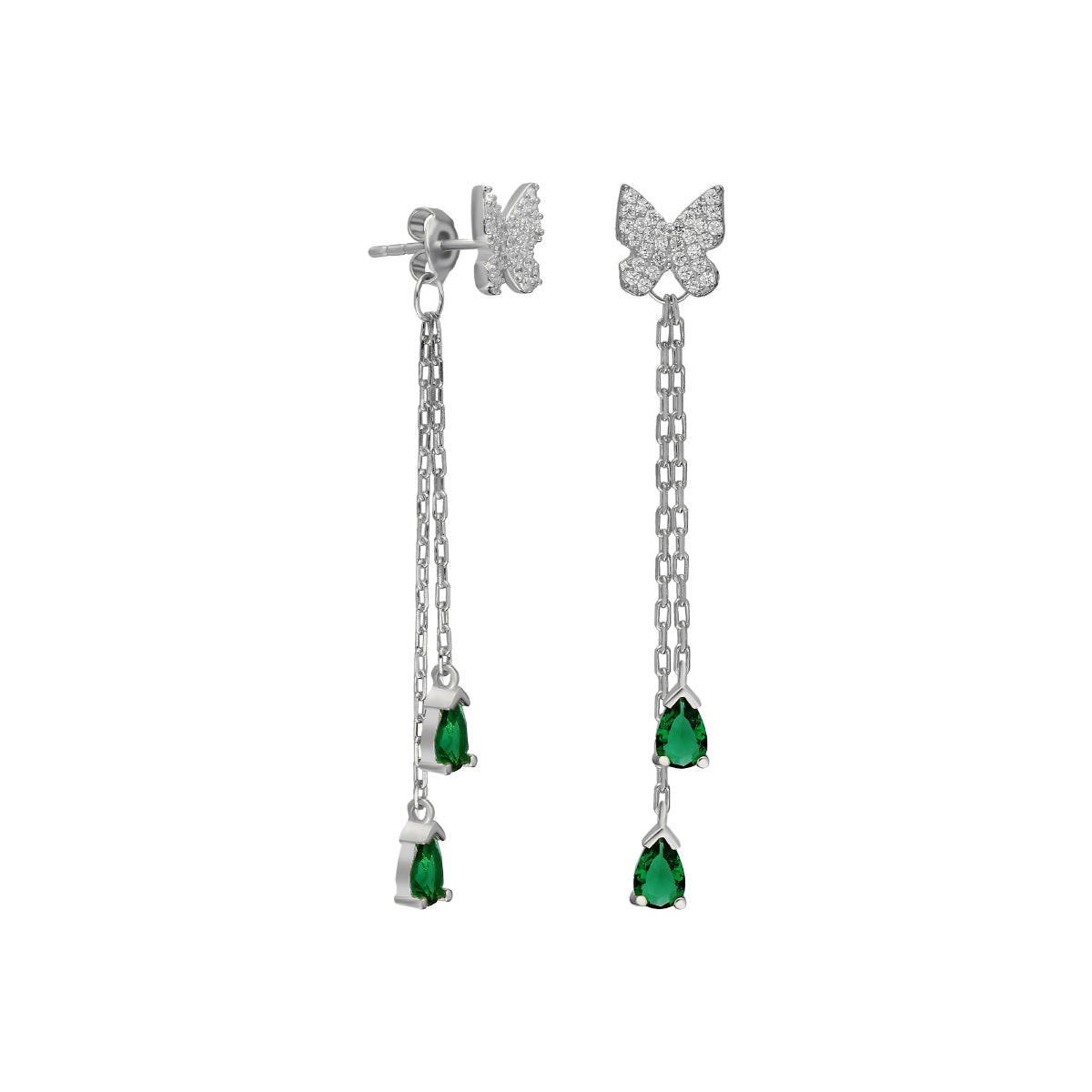 Kardelen Grüne Schmetterling Ohrringe - 925 SILBER Blitzangebot