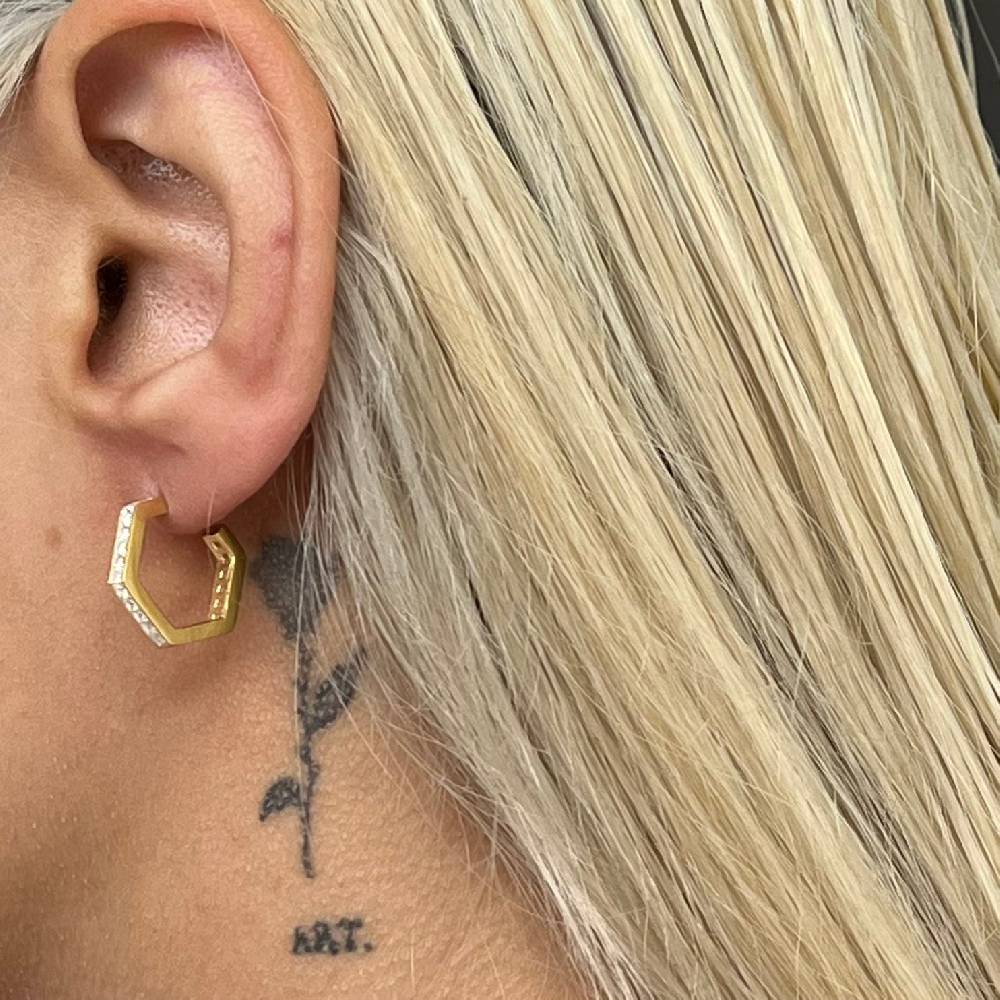 Kardelen Fünfeckige Ohrring mit Zirkonia - 925 SILBER Kostenlose Rückgabe