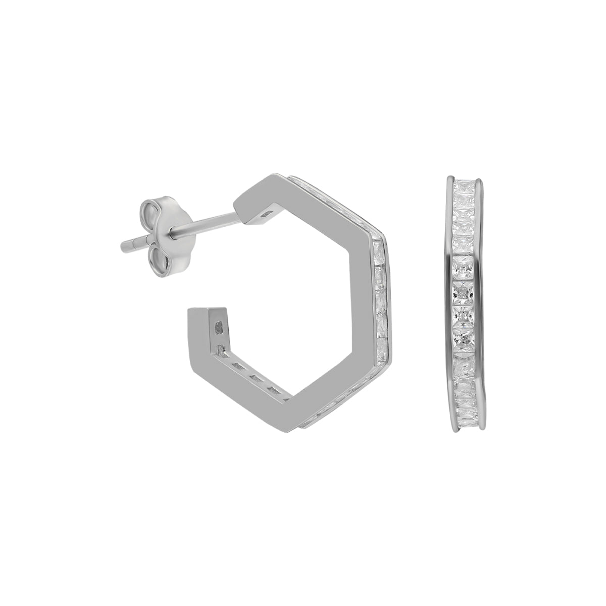 Kardelen Fünfeckige Ohrring mit Zirkonia - 925 SILBER Kostenlose Rückgabe