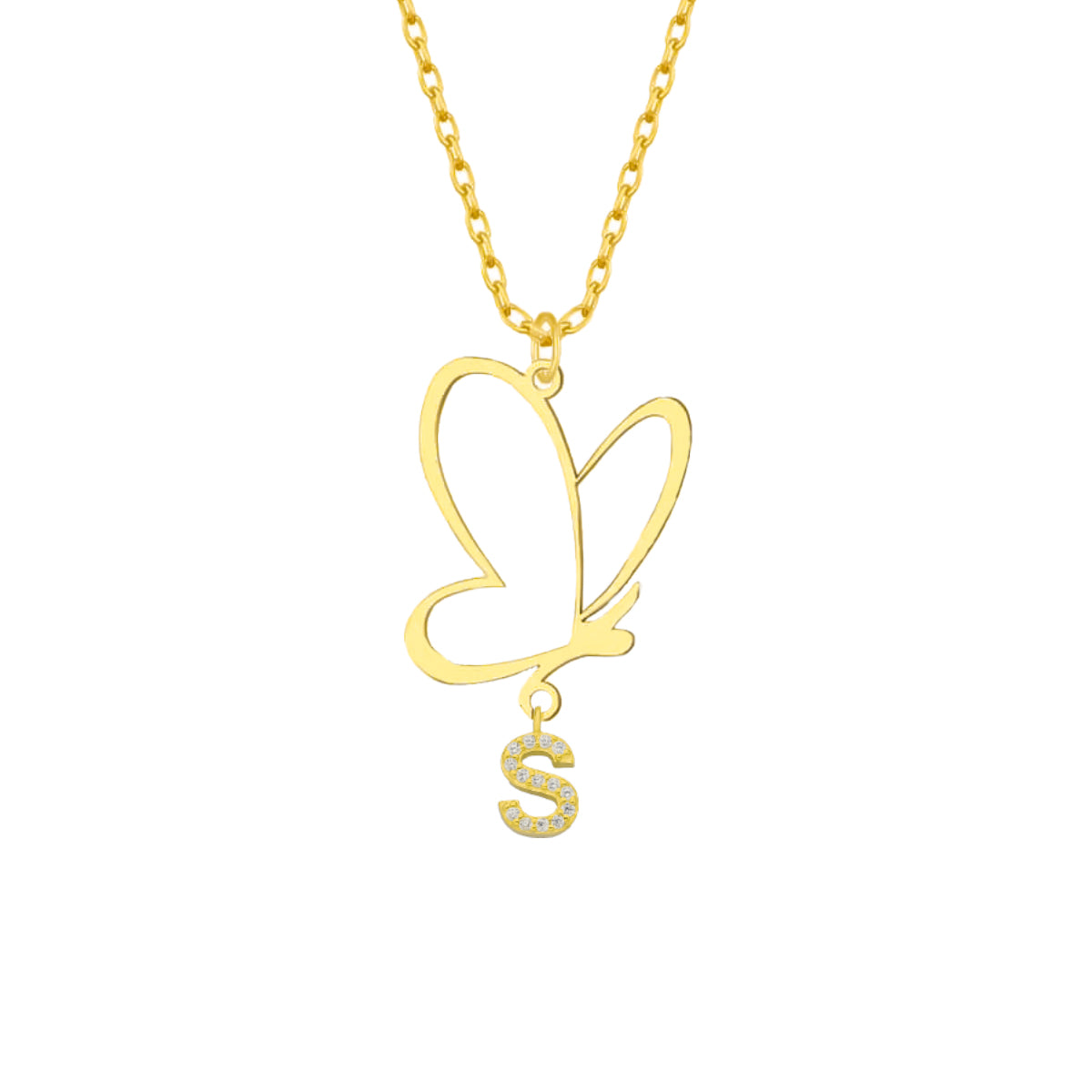 Kardelen Butterfly Kette mit Wunschbuchstabe - 925 SILBER Letzte 2 Tage