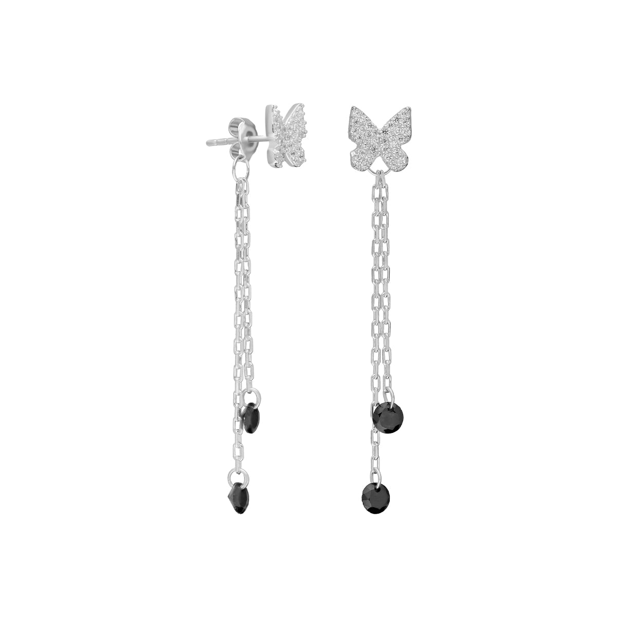 Kardelen Schwarze Schmetterling Ohrringe - 925 SILBER Speichern exportieren