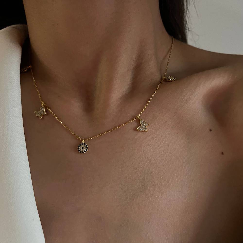 Kardelen Nazar X Butterfly Kette - 925 SILBER 2025