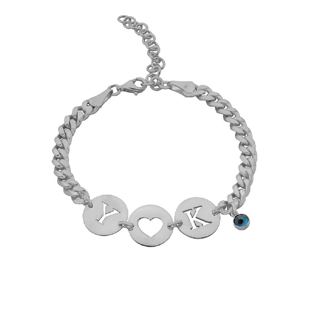 Kardelen Gourmet Armband mit Initialen und Nazar - 925 SILBER Kostenloser Versand