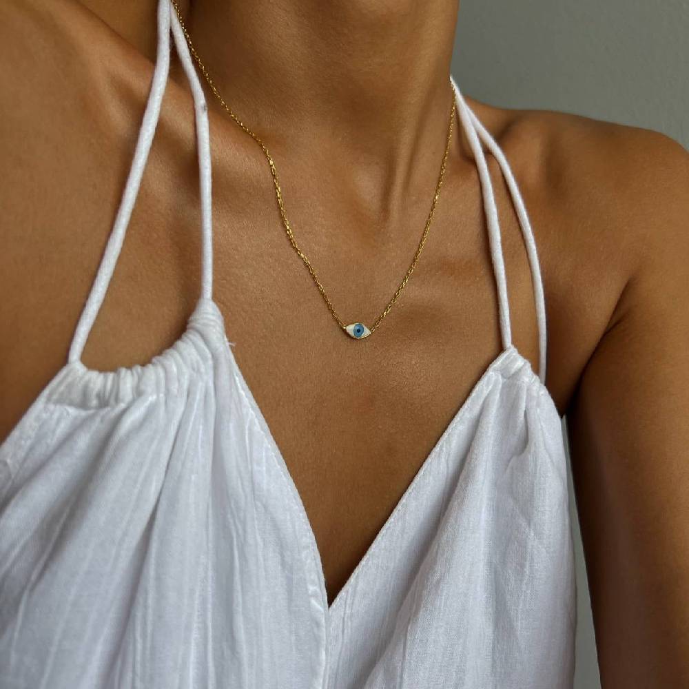 Kardelen COLORFULL MINI EYE NECKLACE - 925 SILBER Fabrikpreis