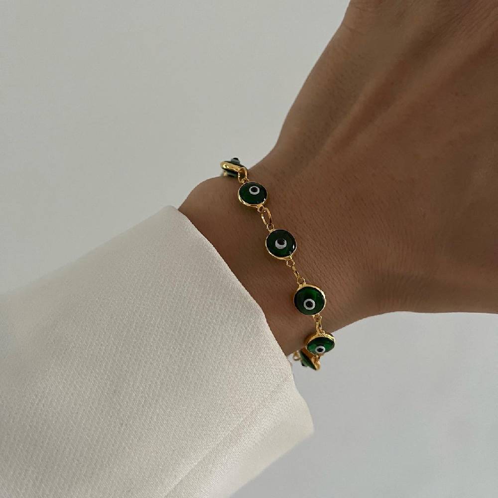Kardelen Grande Green Nazar Armkette - 925 SILBER Kauf eins, bekomm eins gratis