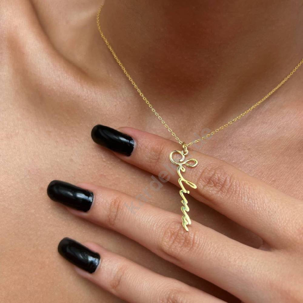 Kardelen 14K GOLD SIGNATUR NAMENSKETTE Sonderangebote