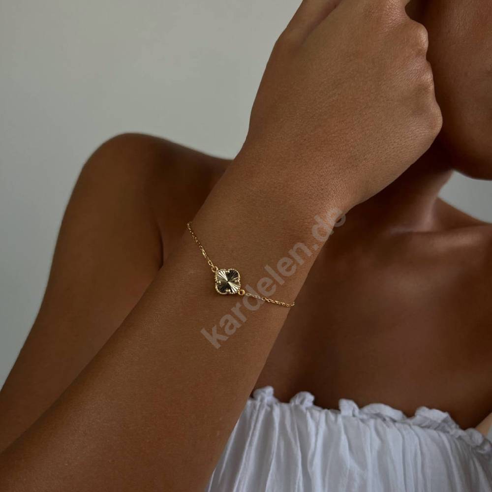 Kardelen 14K GOLD KLEE ARMKETTE II Tiefpreis