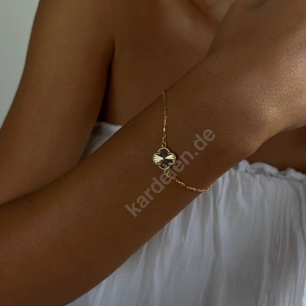 Kardelen 14K GOLD KLEE ARMKETTE II Tiefpreis