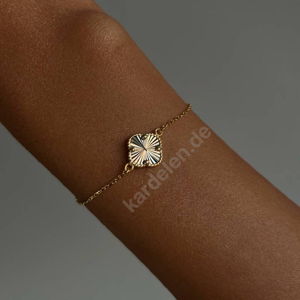 Kardelen 14K GOLD KLEE ARMKETTE II Tiefpreis