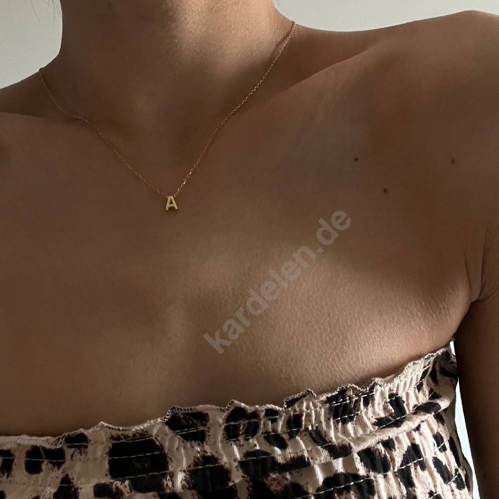 Kardelen 14K GOLD MINIMAL BUCHSTABEN HALSKETTE Neueste Stile