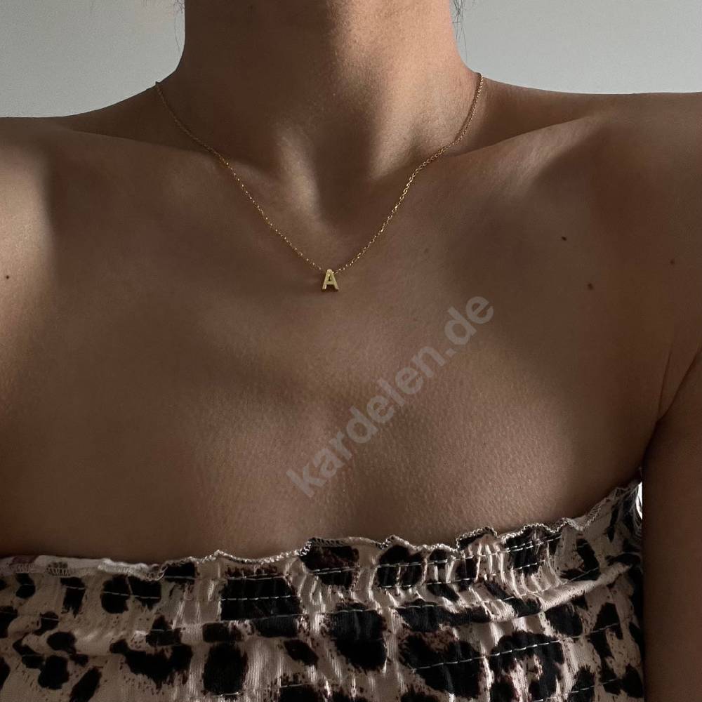 Kardelen 14K GOLD MINIMAL BUCHSTABEN HALSKETTE Neueste Stile