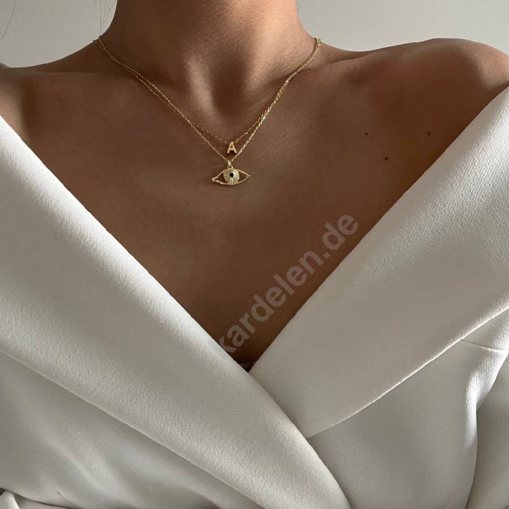 Kardelen 14K GOLD MINIMAL BUCHSTABEN HALSKETTE Neueste Stile