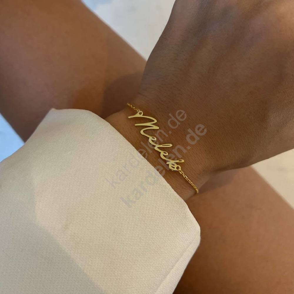 Kardelen 14k Gold Signatur Namens Armkette Letzte 2 Tage
