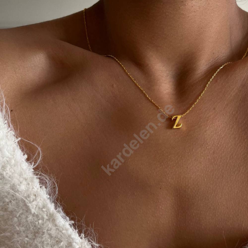 Kardelen 14K GOLD MINI BUCHSTABEN HALSKETTE Bis zu 65% Rabatt
