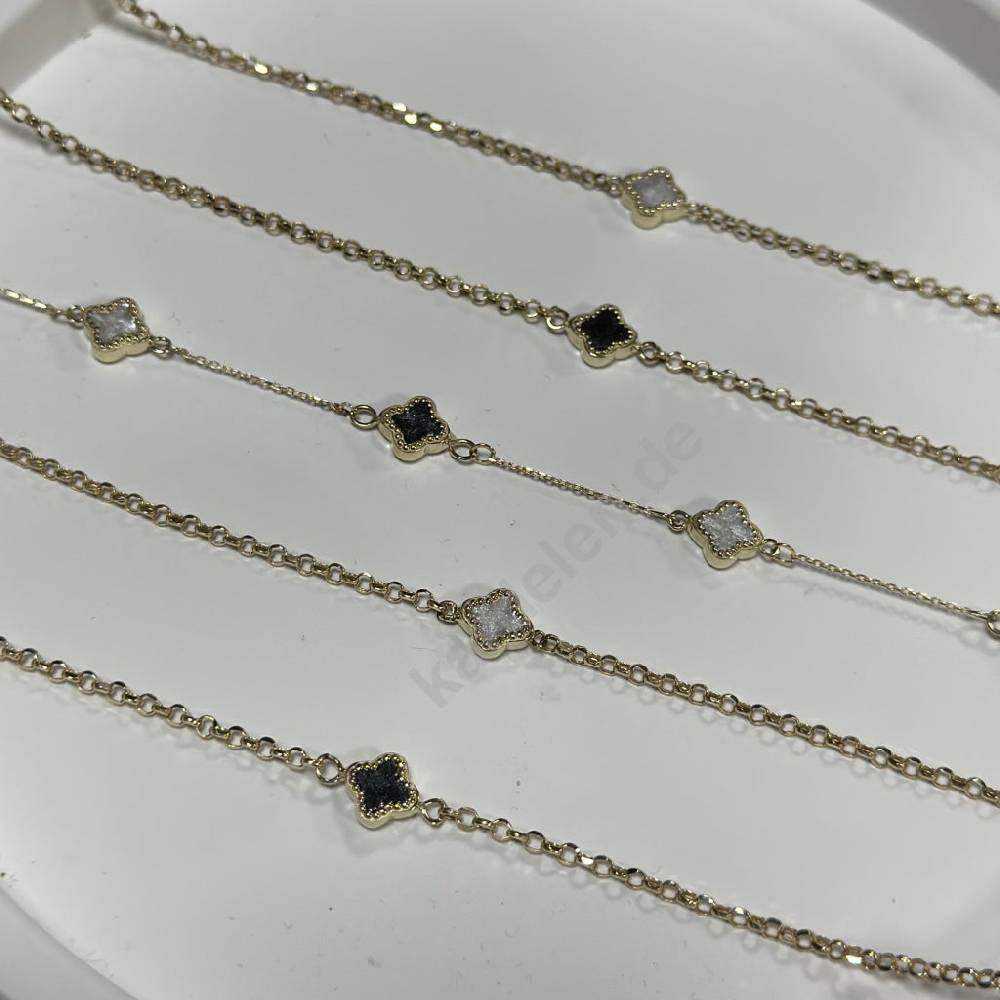 Kardelen 14K GOLD KLEE ARMKETTE III Sonderangebot der Fabrik