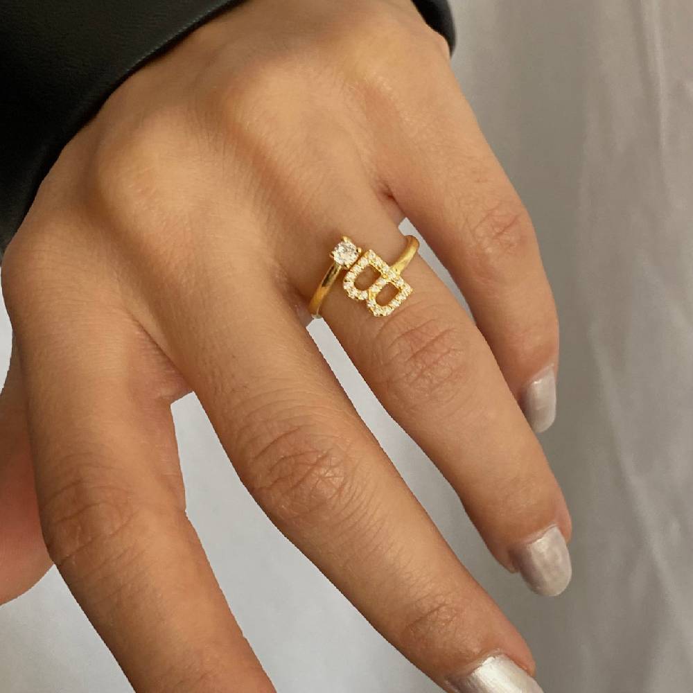 Kardelen Letter Diamond Ring - 925 SILBER Riesige Rabatte