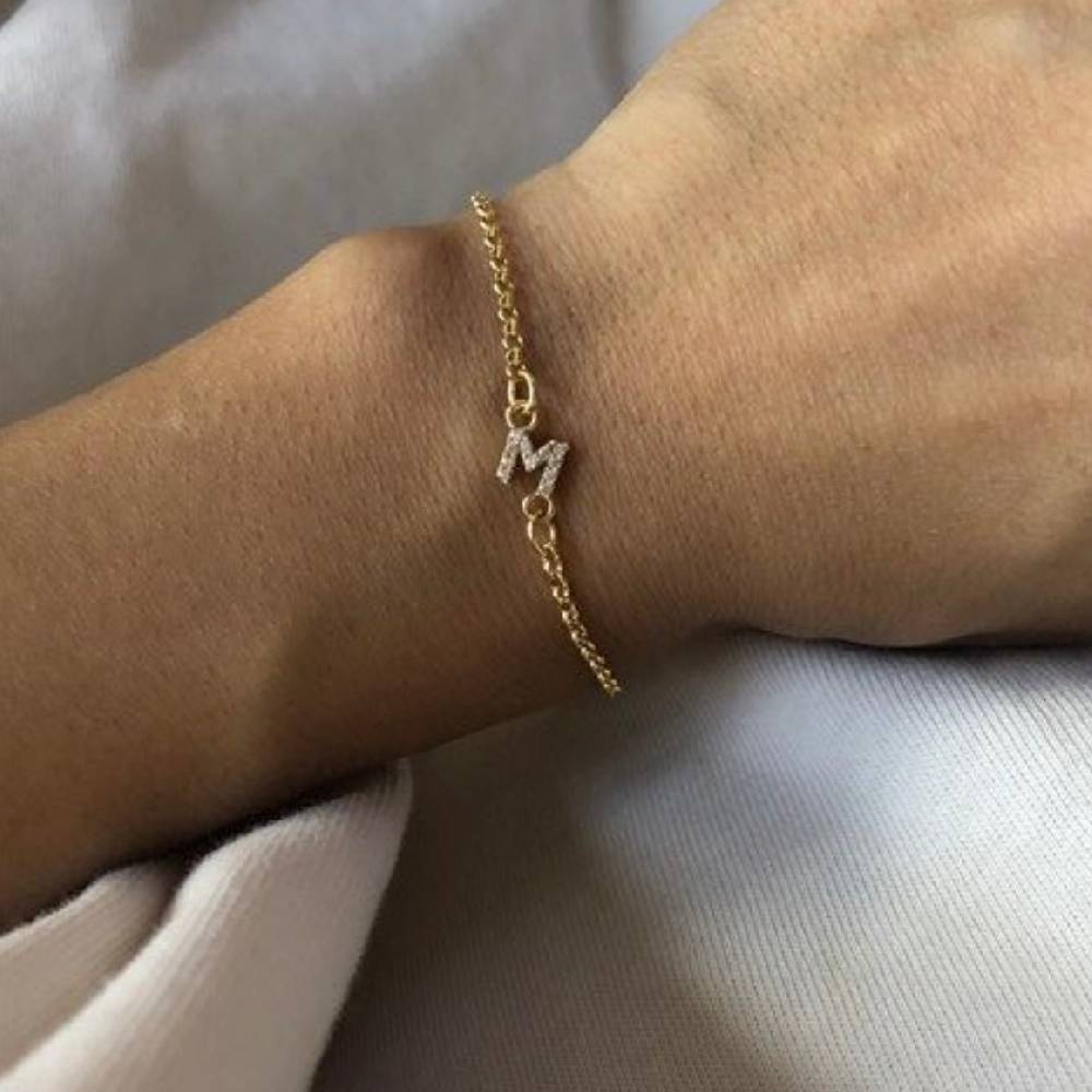 Kardelen Zirkonia Letter Armkette - 925 SILBER Clearance-Verkauf