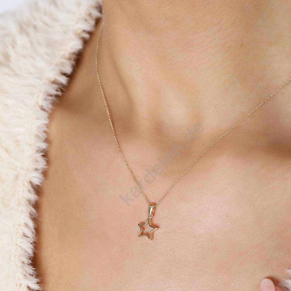 Kardelen 14K GOLD MINIMAL STERN HALSKETTE Fabrikverkauf