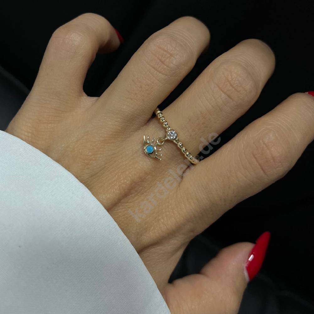 Kardelen 14K GOLD STONE RING MIT AUGE Fabrik Onlineshop