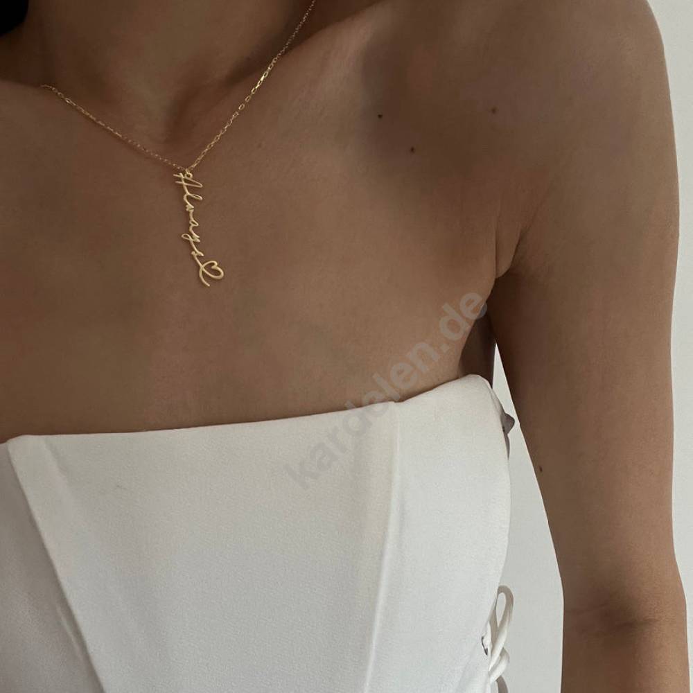 Kardelen 14K GOLD HERZ SYMBOL NAMENSKETTE Versandkostenfrei