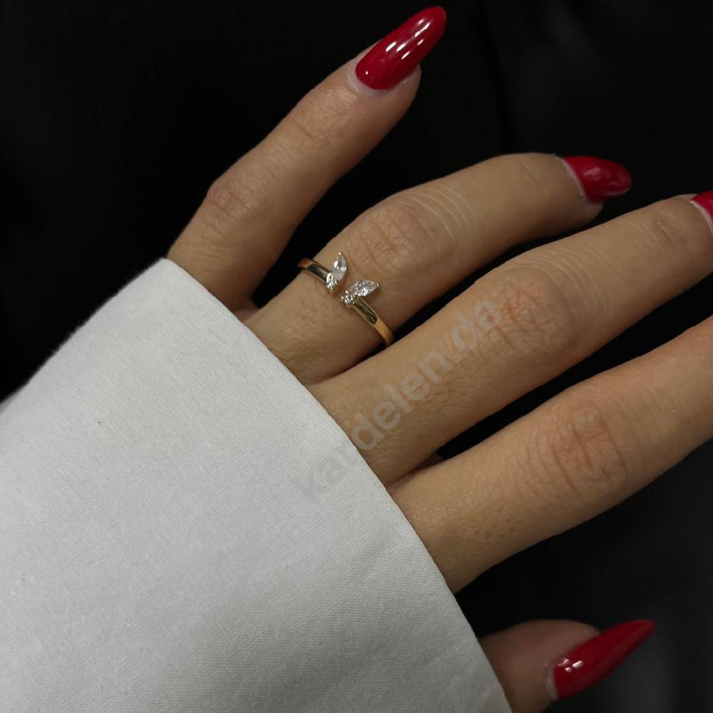 Kardelen 14K Gold Zirkonia Butterfly Ring Muttertagsangebot
