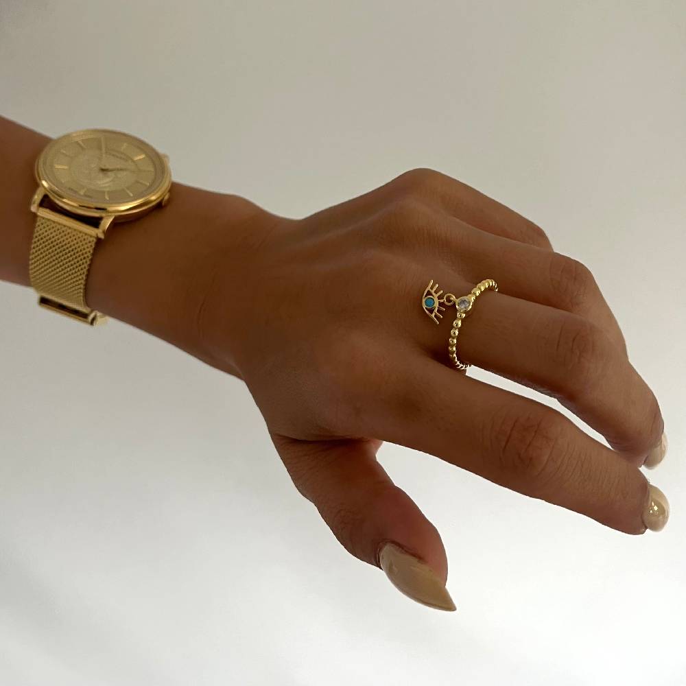 Kardelen Stone Ring mit Auge - 925 SILBER Saisonale Angebote