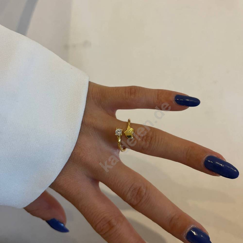 Kardelen Heart Diamond Ring - 925 SILBER Bis zu 65% Rabatt