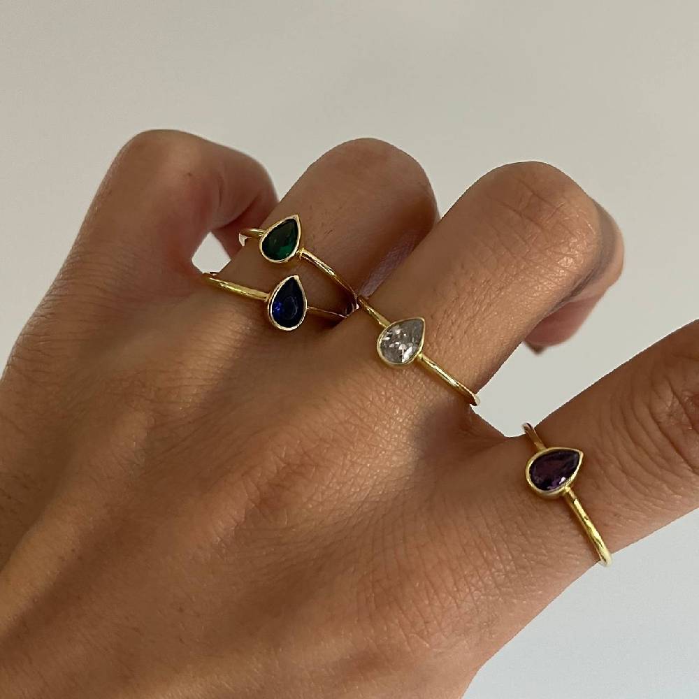 Kardelen Drop Ring - 925 SILBER Nur noch ein Tag übrig