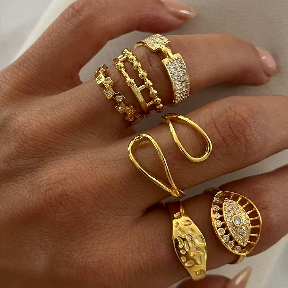 Kardelen Big Zirkonia Augen Ring - 925 SILBER Preisnachlass
