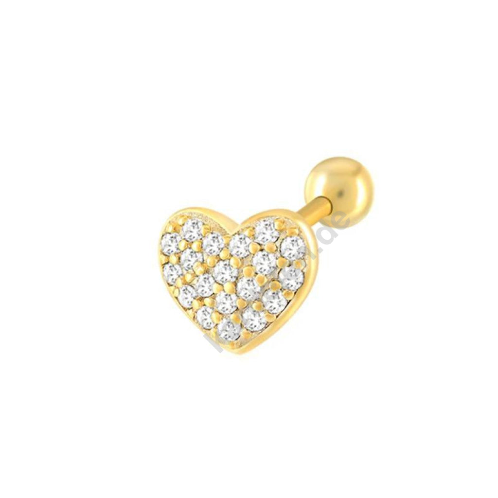 Kardelen VOLLER HERZ ZIRKONIA PIERCING - 925 SILBER