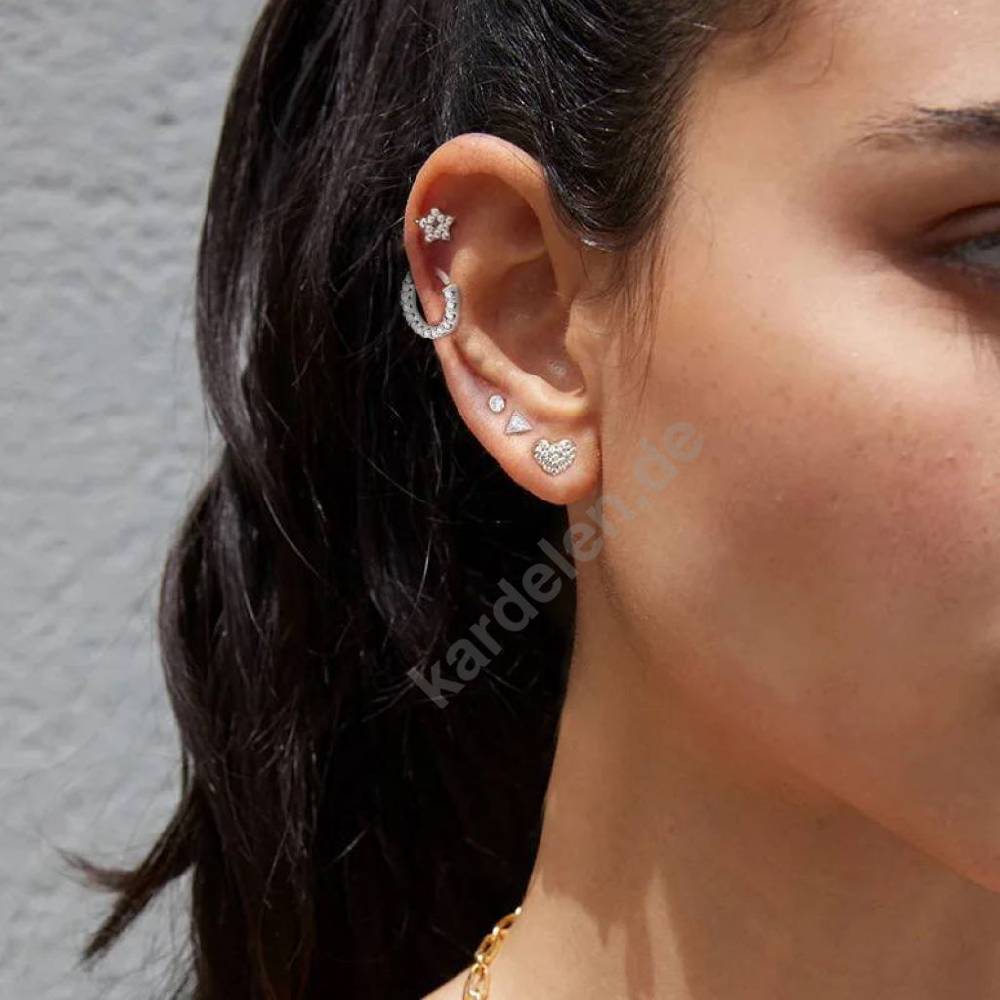 Kardelen VOLLER HERZ ZIRKONIA PIERCING - 925 SILBER Begrenzte Freigabe
