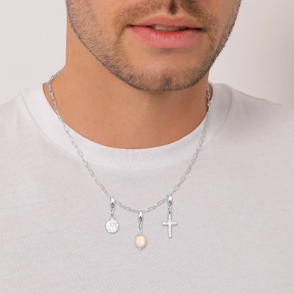 Kuzzoi Charm-Set Kreuz Plättchen Perle | Süßwasserzuchtperle Sonderangebot
