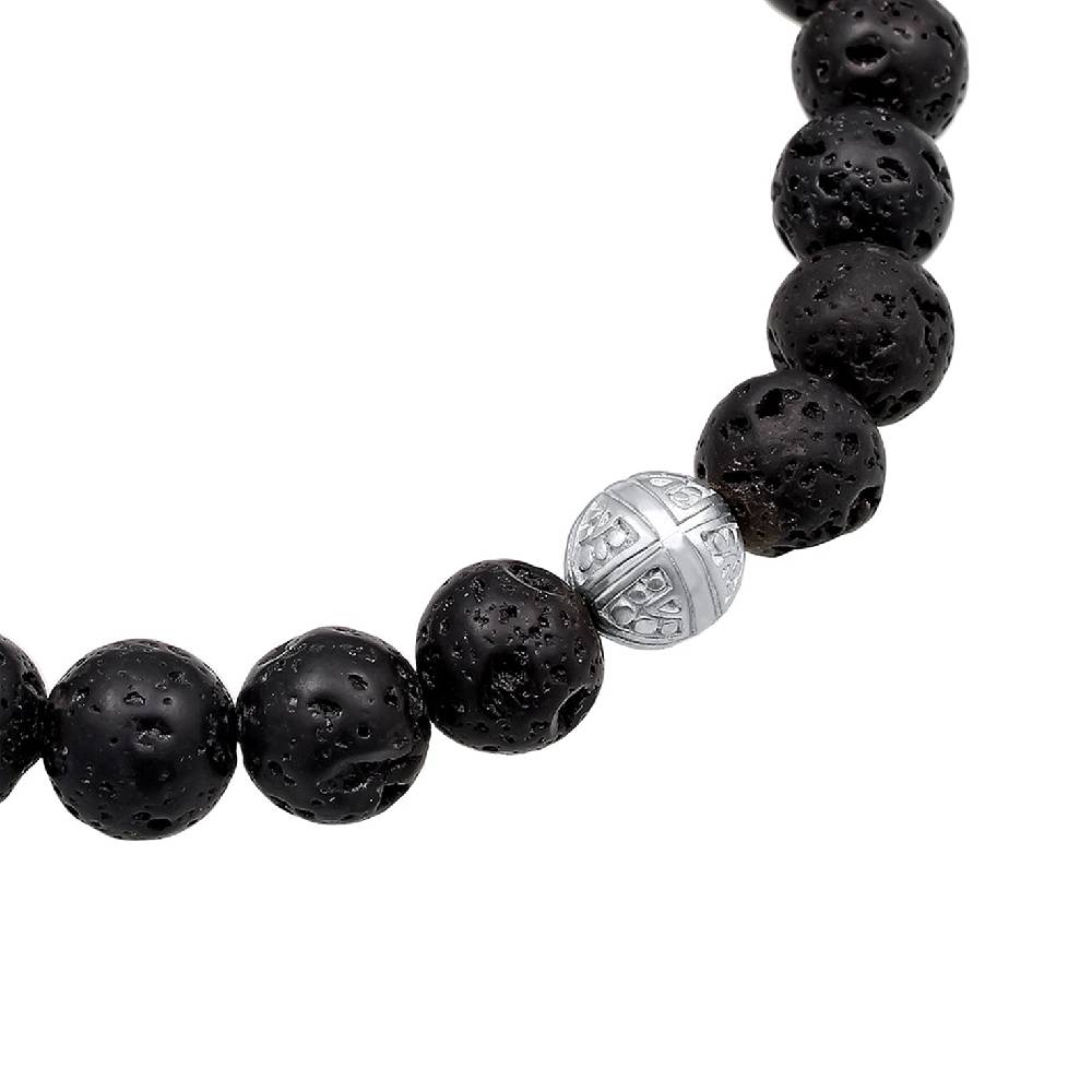 Kuzzoi Armband Kreuz | Lava Steine (Schwarz) Versandkostenfrei