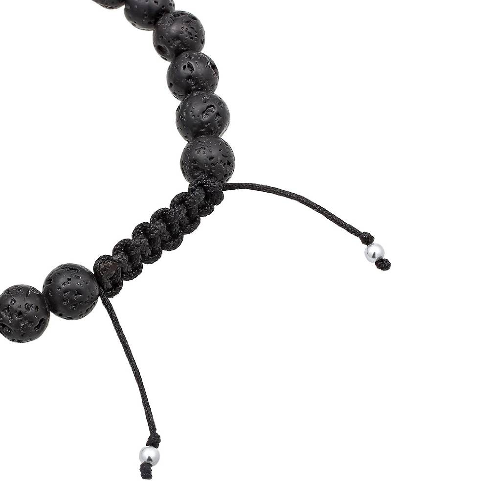 Kuzzoi Armband Kreuz | Lava Steine (Schwarz) Versandkostenfrei