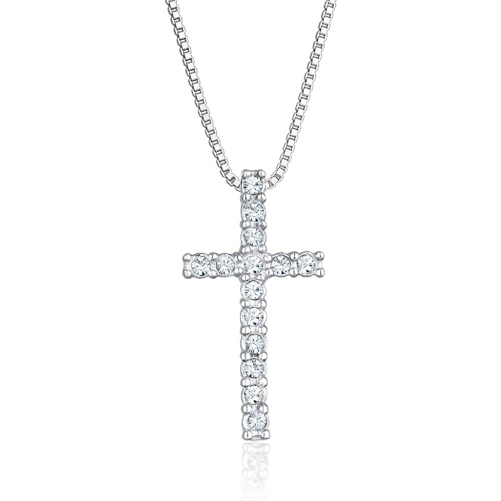 Kuzzoi Halskette Kreuz | Kristalle (Weiß) Flash Sale