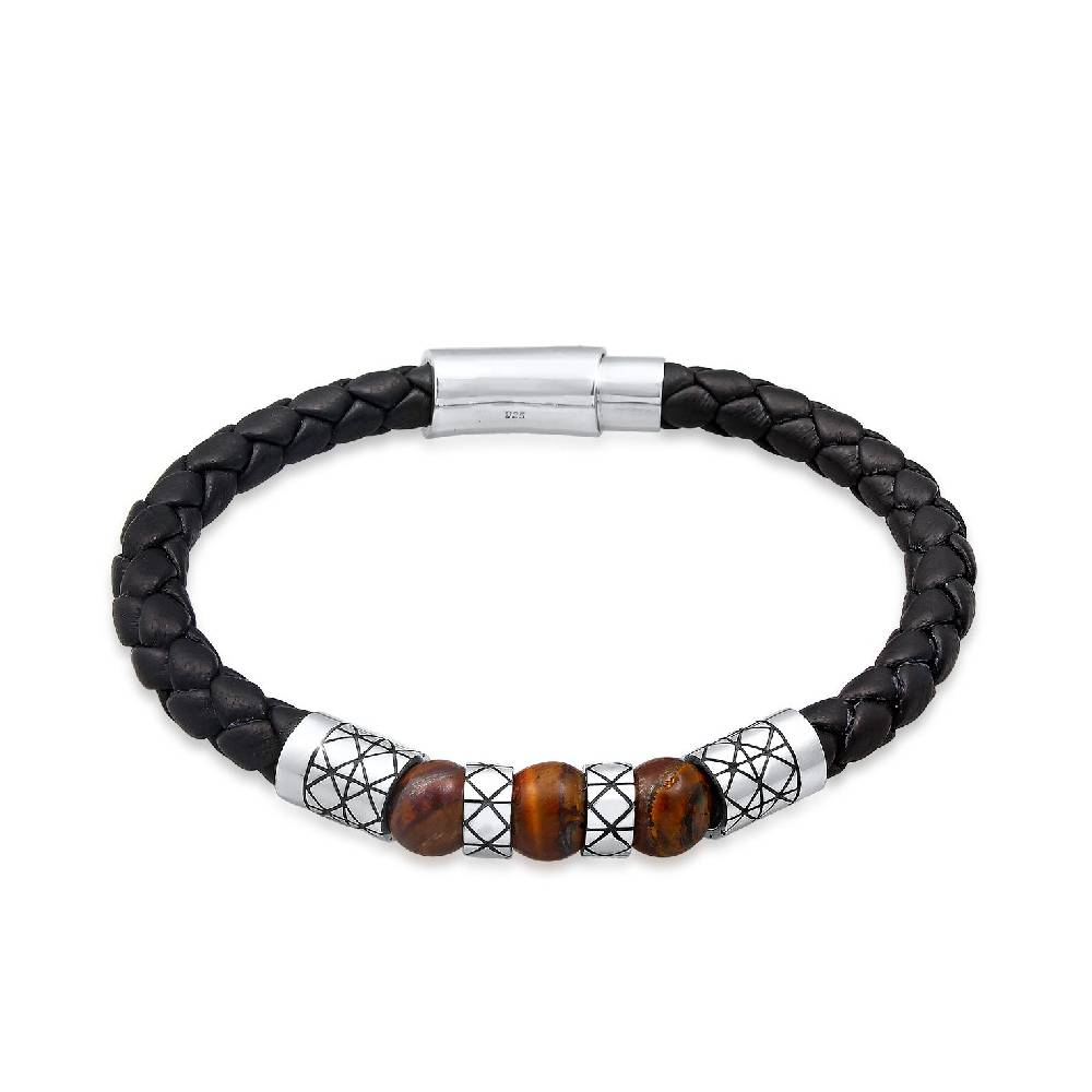 Kuzzoi Armband Kugel | Leder, Tigerauge (Braun) Sonderangebote