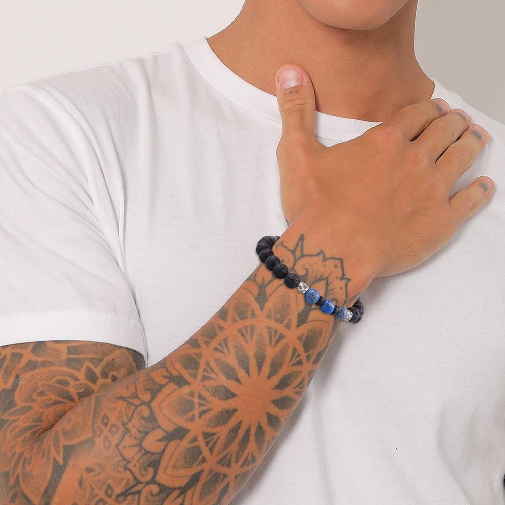 Kuzzoi Armband Kugeln | Lava, Achat (Schwarz, Blau) Tiefpreis