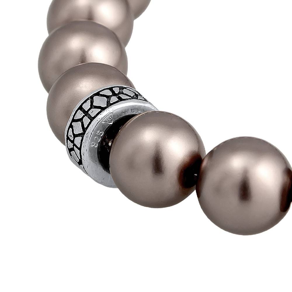 Kuzzoi Armband Beads Elegant | Glasperlen (Grau) 50% Rabatt für begrenzte Zeit