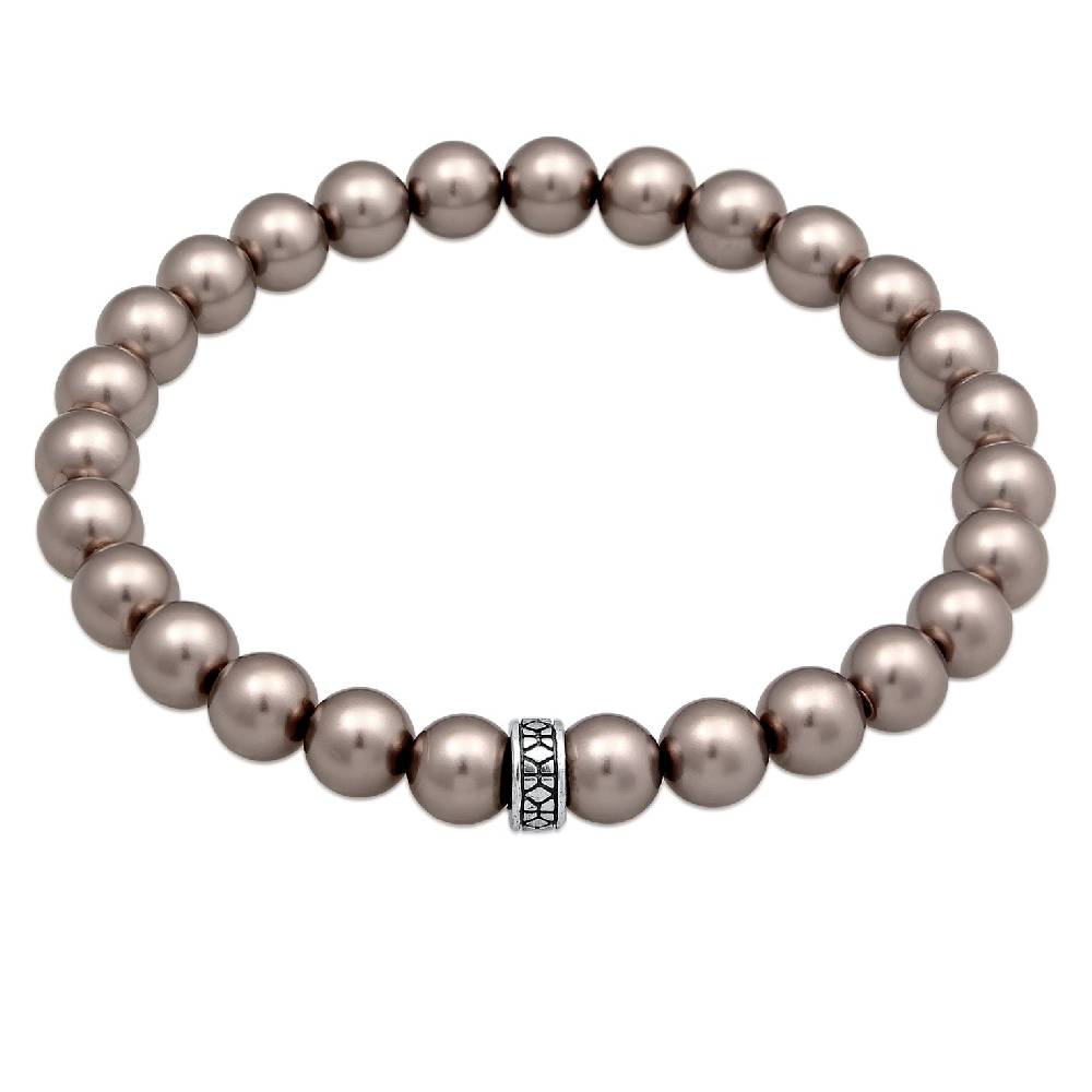 Kuzzoi Armband Beads Elegant | Glasperlen (Grau) 50% Rabatt für begrenzte Zeit